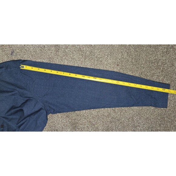 Robert Barakett Mens Long Sleeve Button-Down Shirt Size M Blue Microprint 100% C - Picture 8 of 9